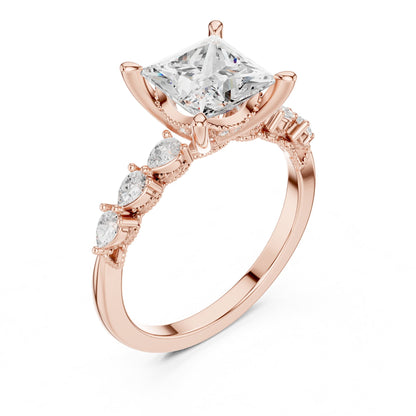 Princess Accented Lab Grown Diamond Engagement Ring