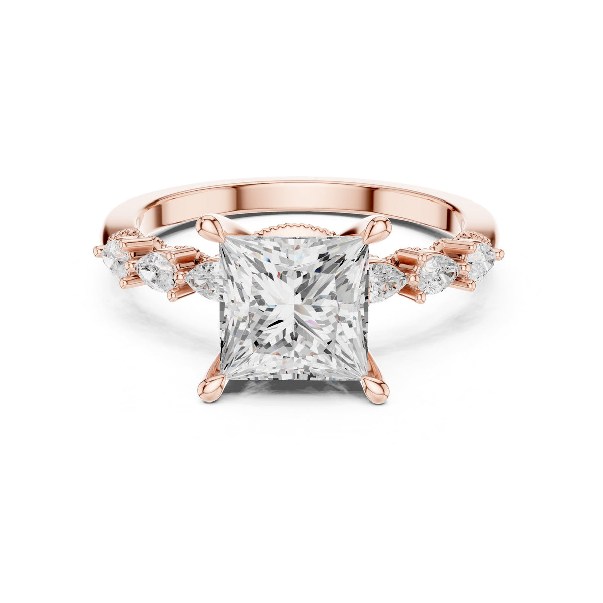 Princess Accented Lab Grown Diamond Engagement Ring