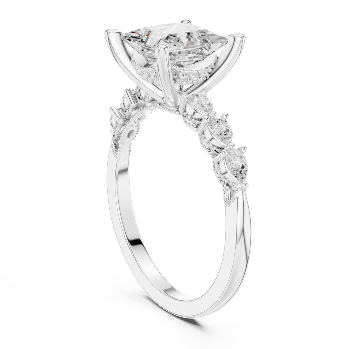 Princess Accented Lab Grown Diamond Engagement Ring