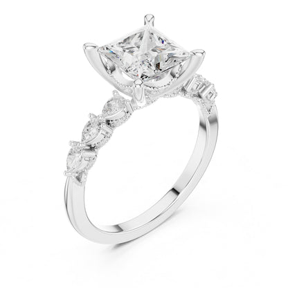 Princess Accented Lab Grown Diamond Engagement Ring