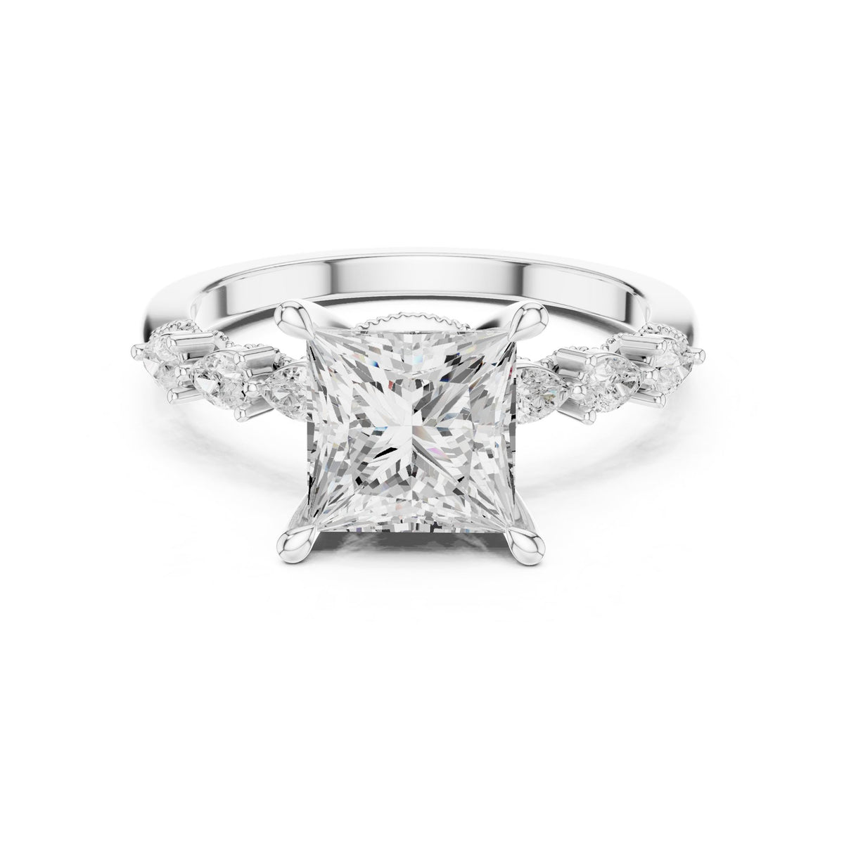 Princess Accented Lab Grown Diamond Engagement Ring