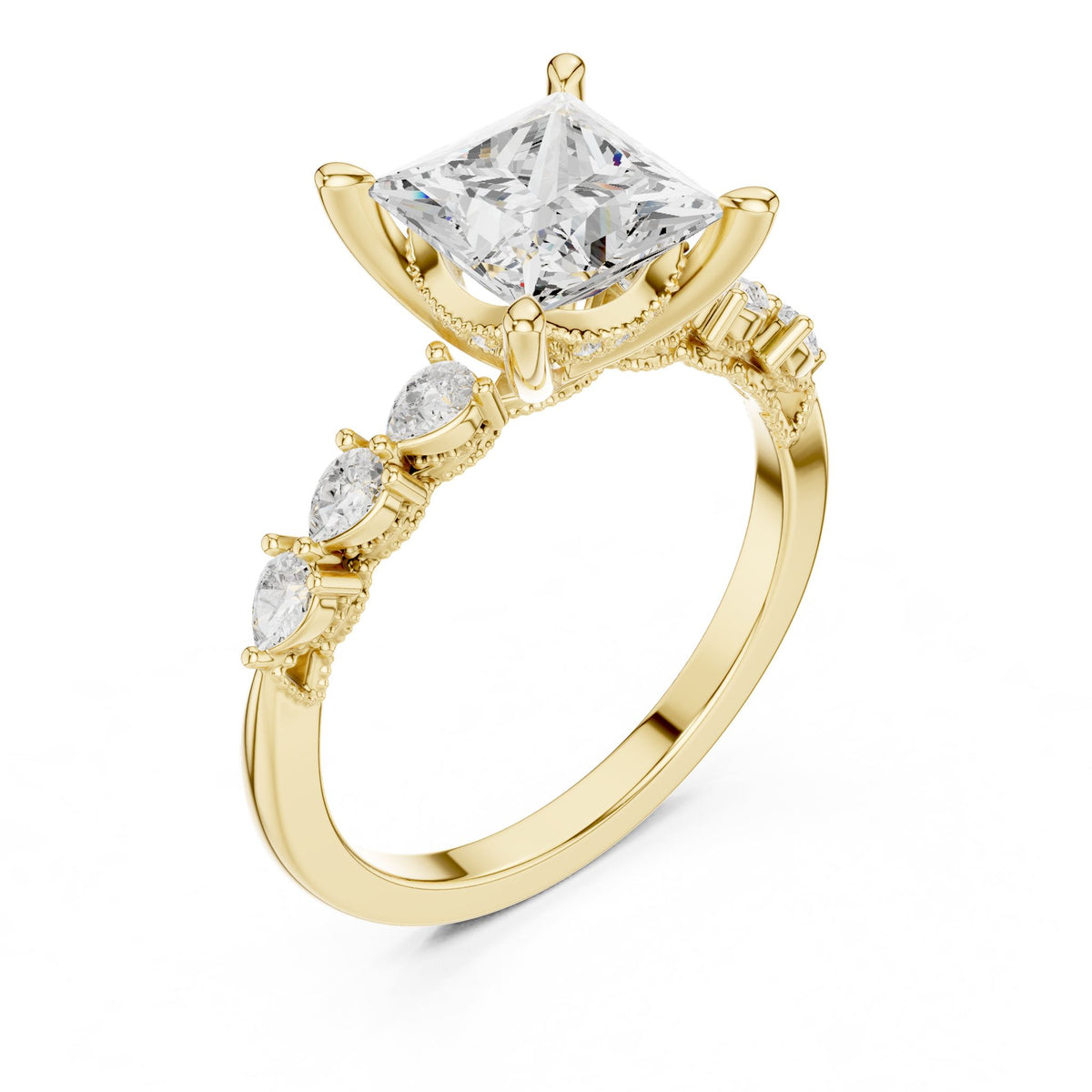 Princess Accented Lab Grown Diamond Engagement Ring