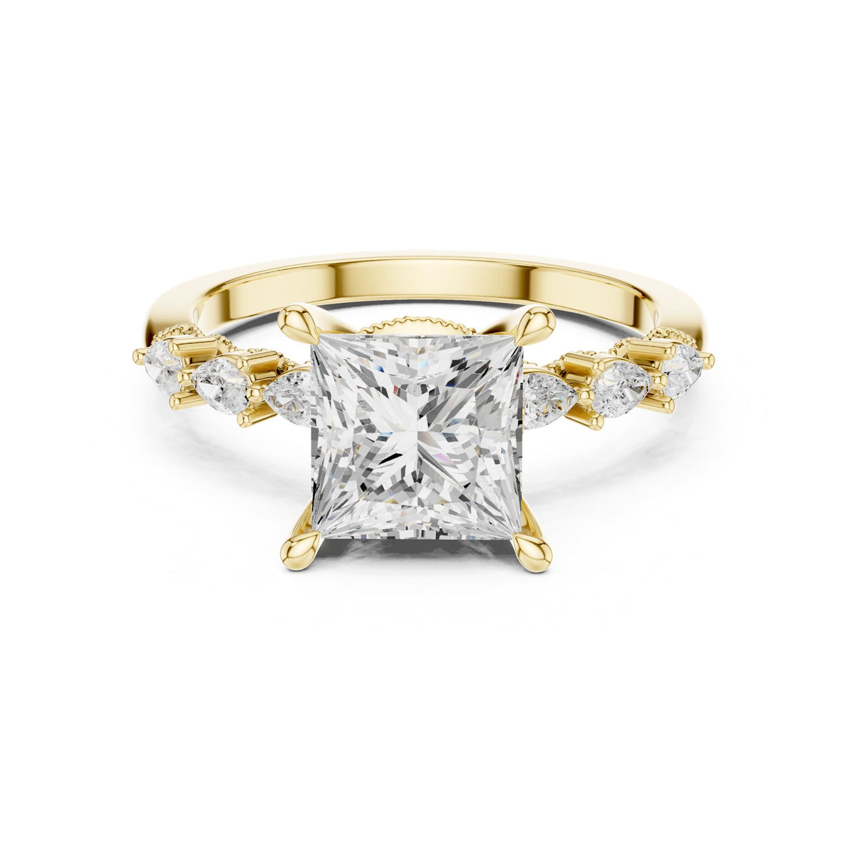 Princess Accented Lab Grown Diamond Engagement Ring