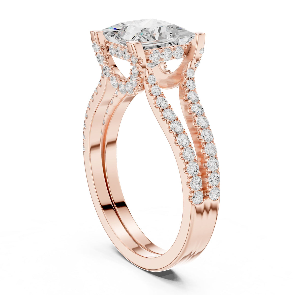 Princess Accented Lab Grown Diamond Engagement Ring