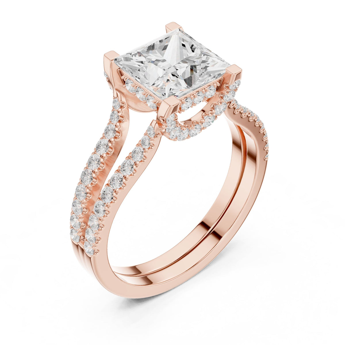 Princess Accented Lab Grown Diamond Engagement Ring