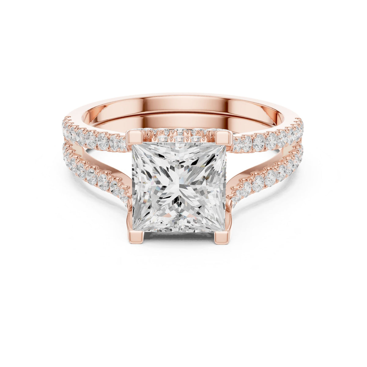 Princess Accented Lab Grown Diamond Engagement Ring