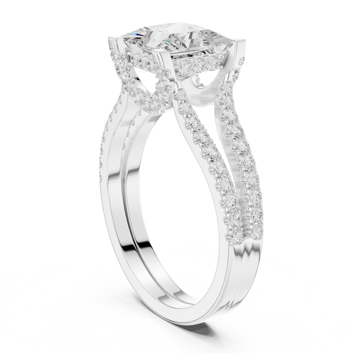 Princess Accented Lab Grown Diamond Engagement Ring