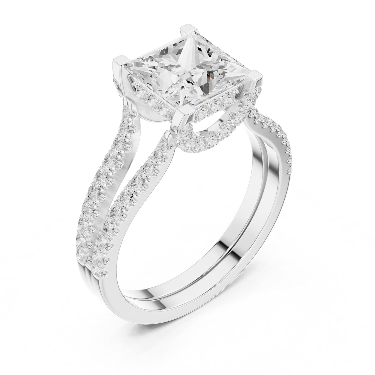Princess Accented Lab Grown Diamond Engagement Ring