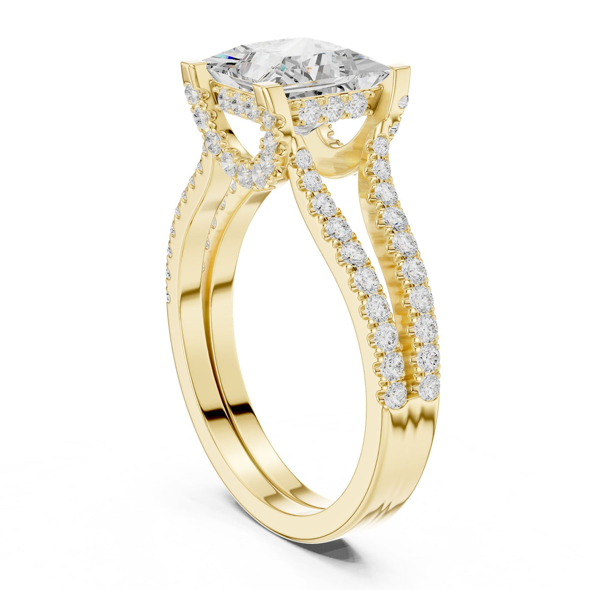 Princess Accented Lab Grown Diamond Engagement Ring