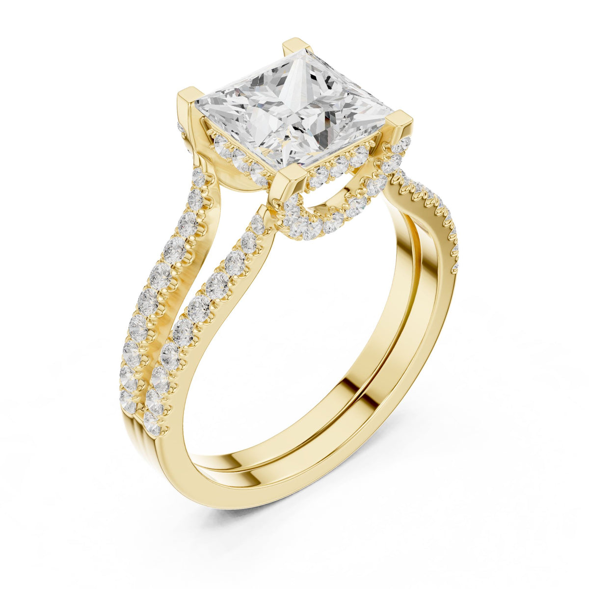 Princess Accented Lab Grown Diamond Engagement Ring
