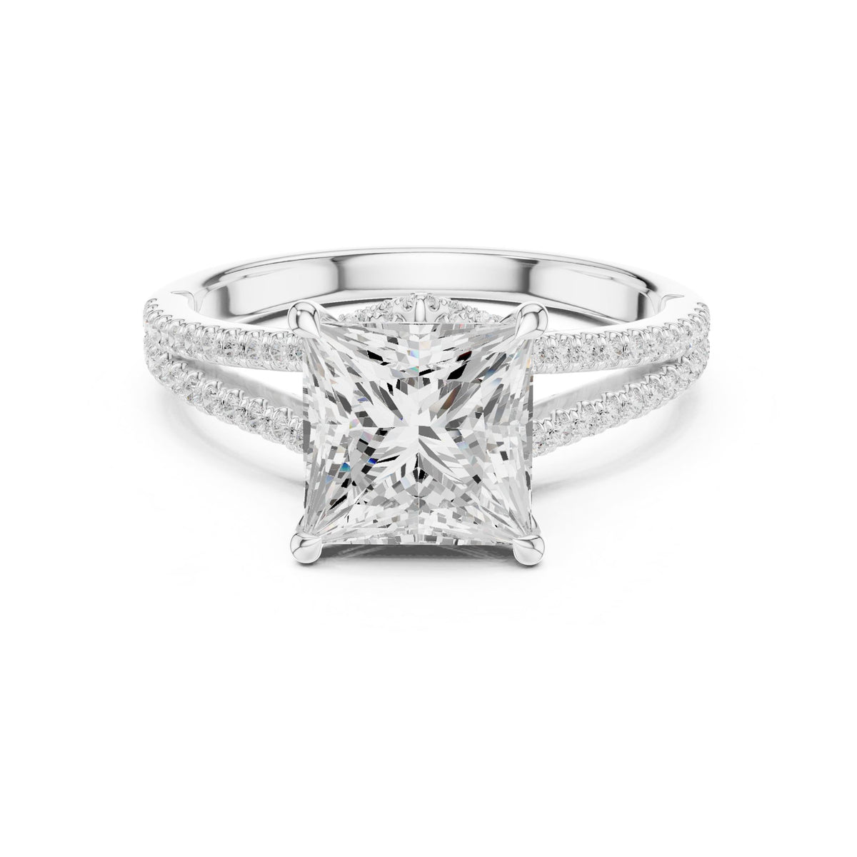 Princess Accented Lab Grown Diamond Engagement Ring