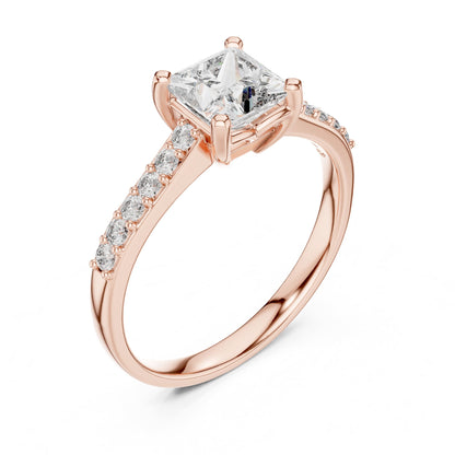 Princess Accented Lab Grown Diamond Engagement Ring