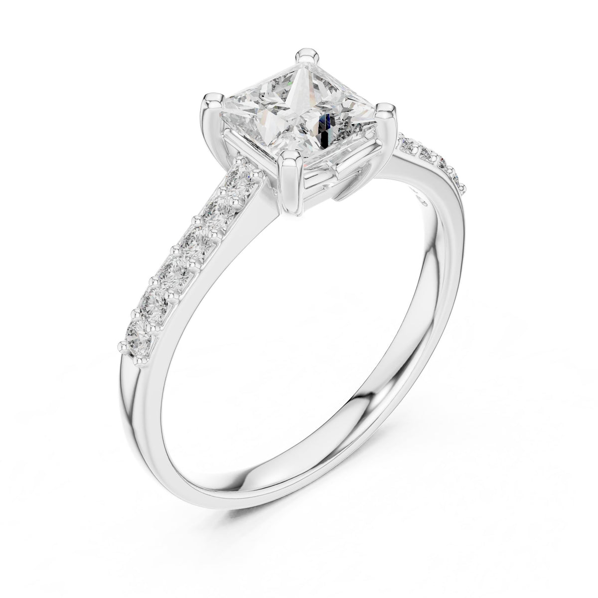 Princess Accented Lab Grown Diamond Engagement Ring
