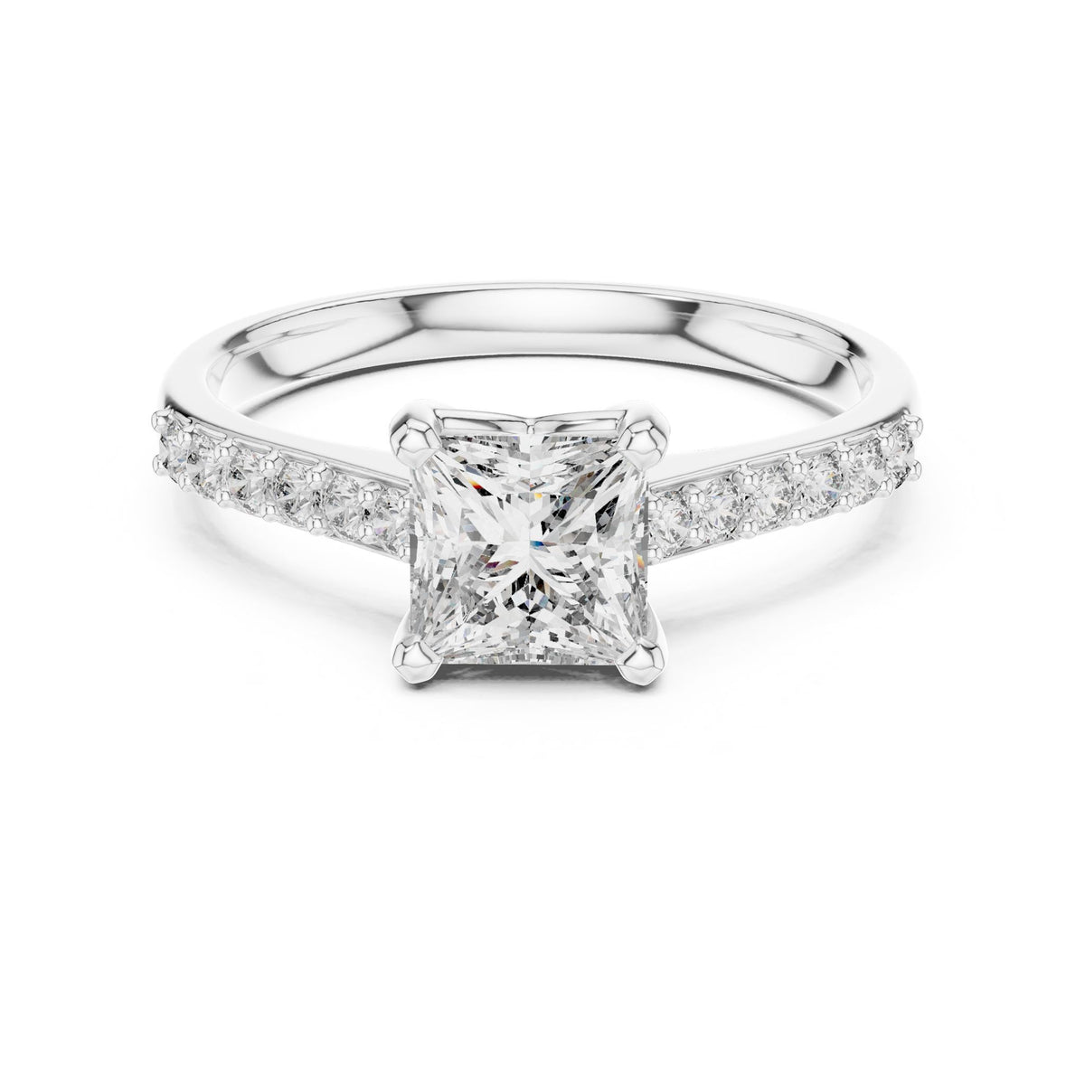 Princess Accented Lab Grown Diamond Engagement Ring