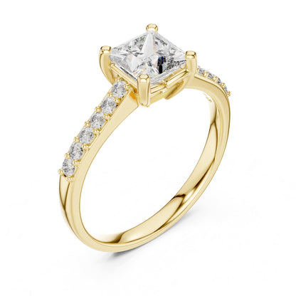 Princess Accented Lab Grown Diamond Engagement Ring