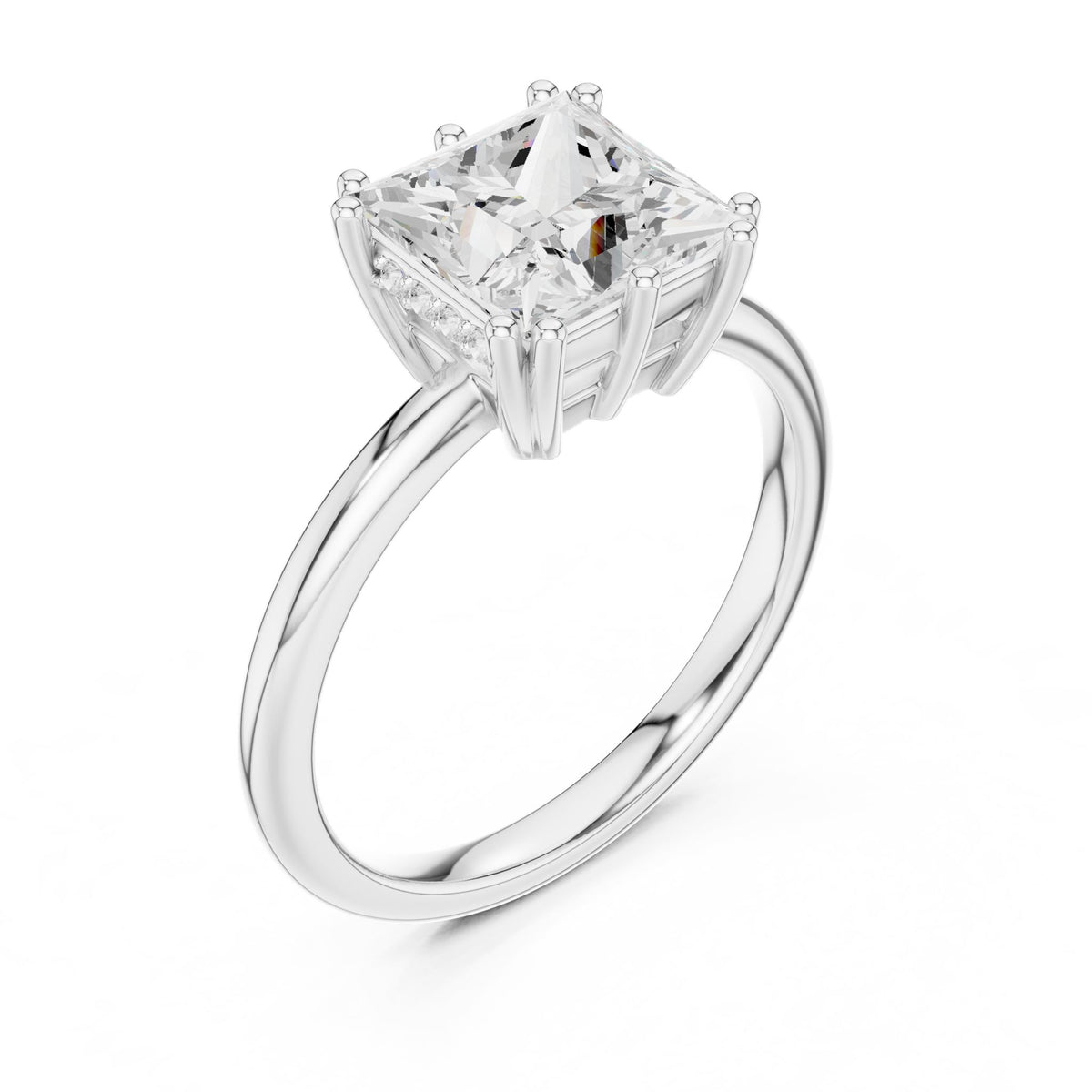 Princess Accented Lab Grown Diamond Engagement Ring