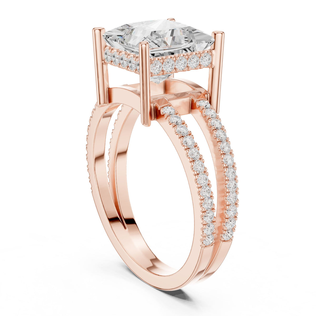Princess Accented Lab Grown Diamond Engagement Ring