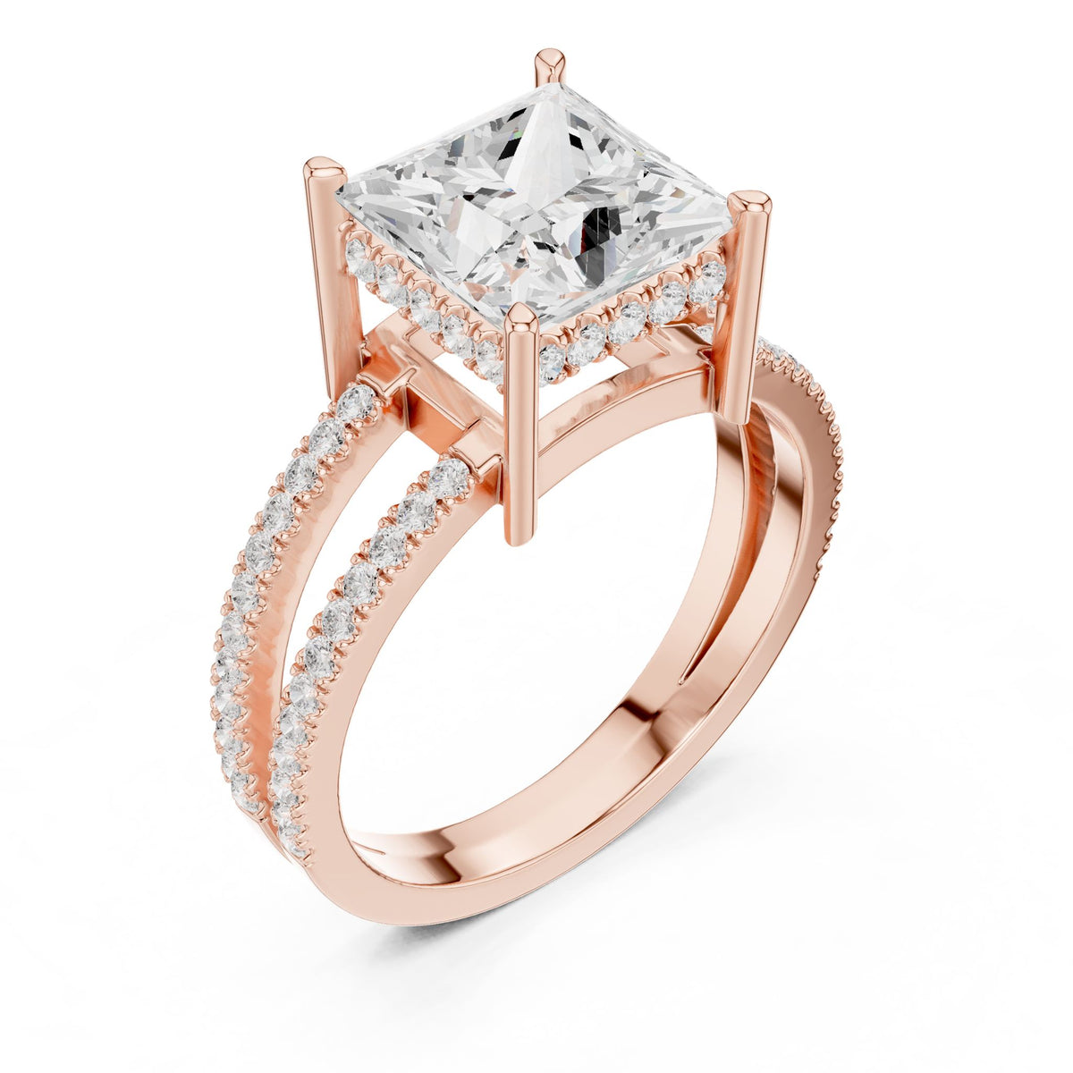 Princess Accented Lab Grown Diamond Engagement Ring