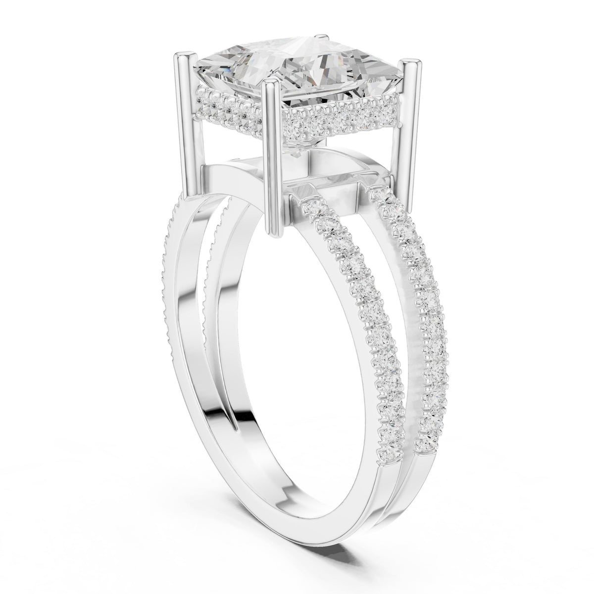 Princess Accented Lab Grown Diamond Engagement Ring