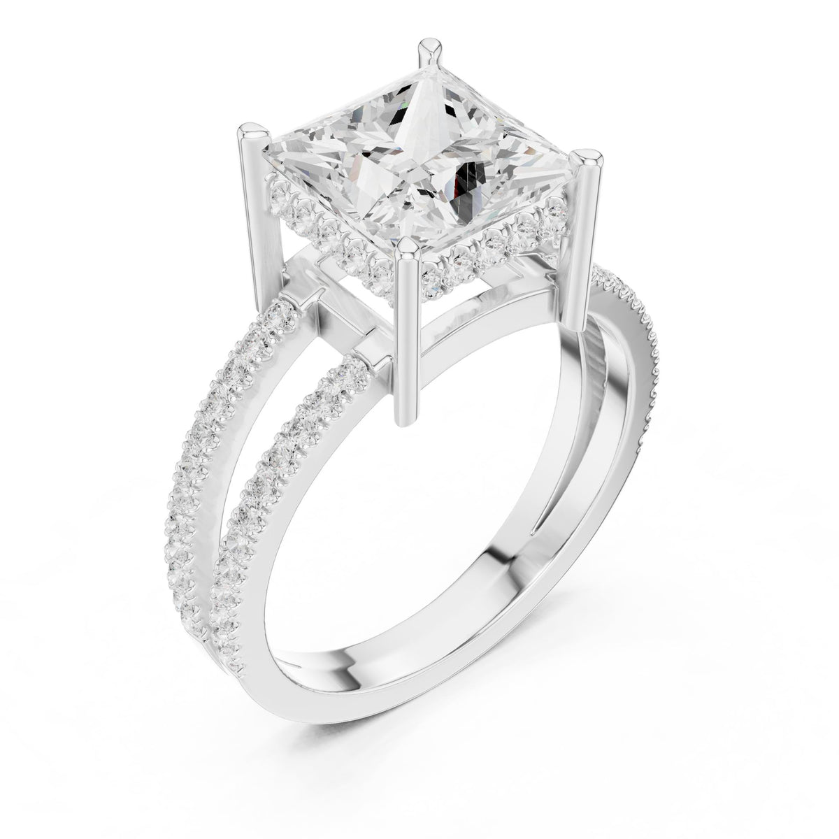 Princess Accented Lab Grown Diamond Engagement Ring