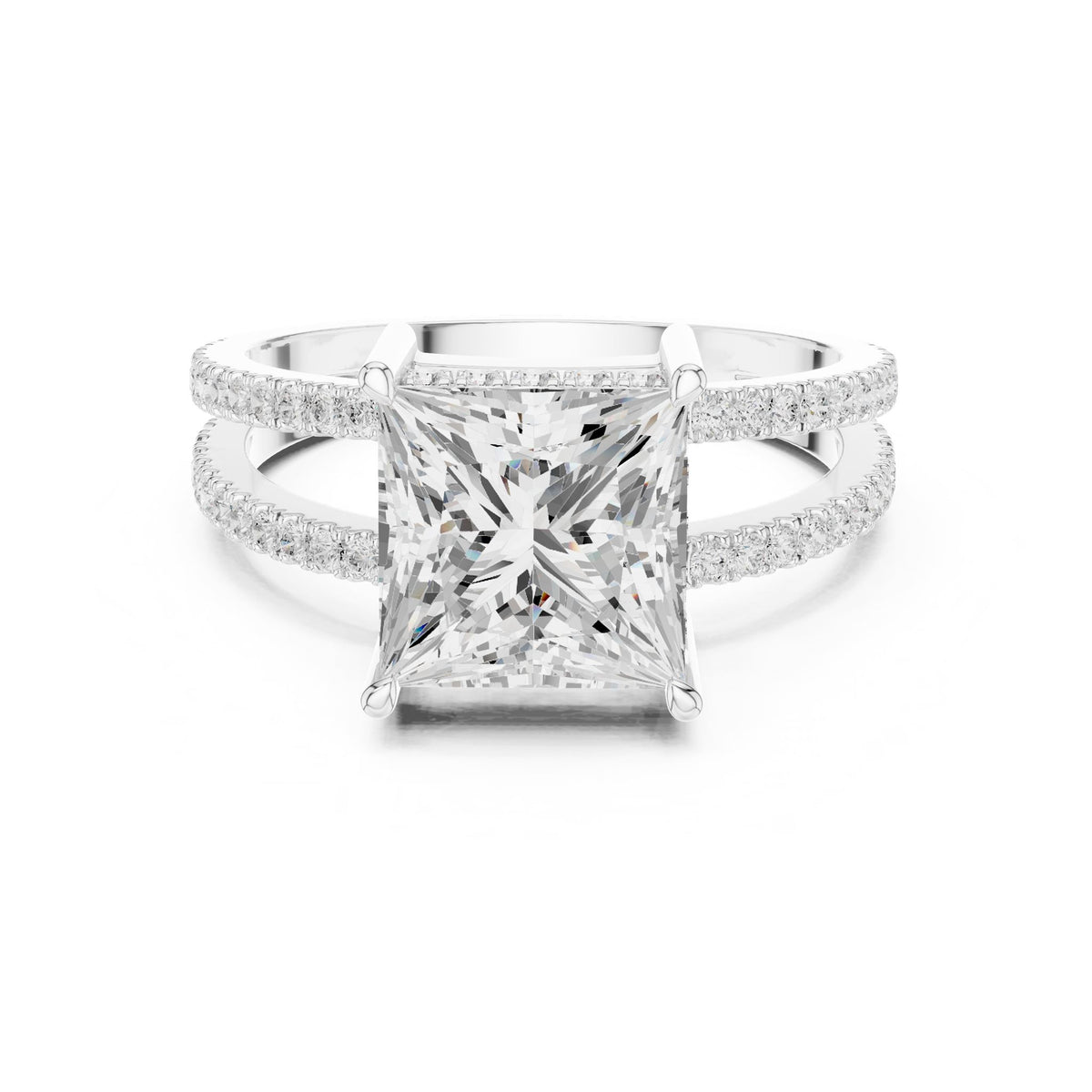 Princess Accented Lab Grown Diamond Engagement Ring