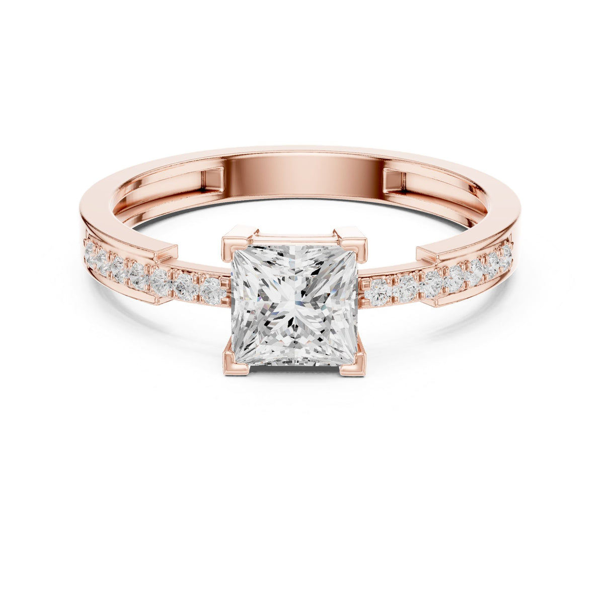 Princess Accented Lab Grown Diamond Engagement Ring