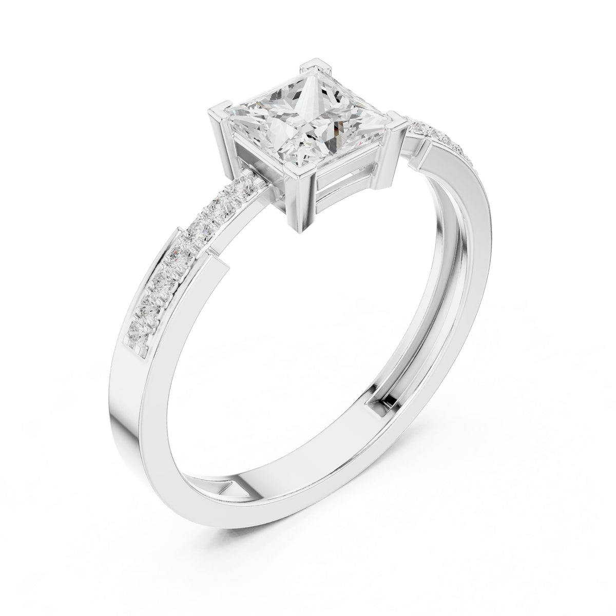 Princess Accented Lab Grown Diamond Engagement Ring