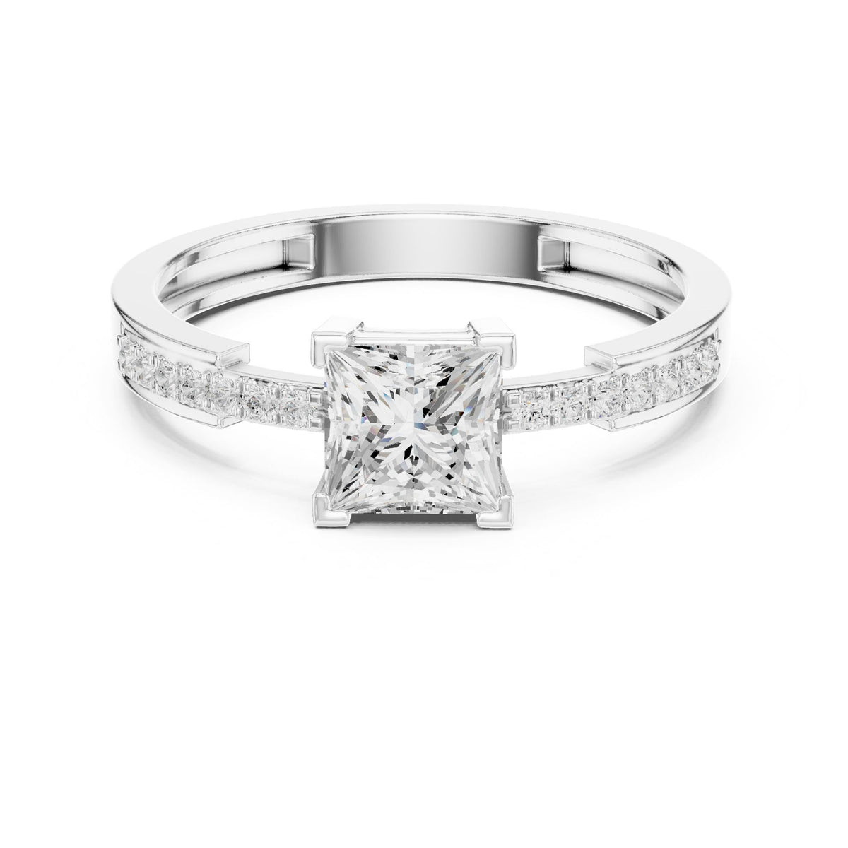 Princess Accented Lab Grown Diamond Engagement Ring