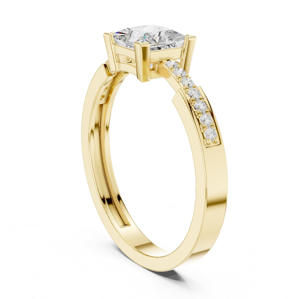 Princess Accented Lab Grown Diamond Engagement Ring