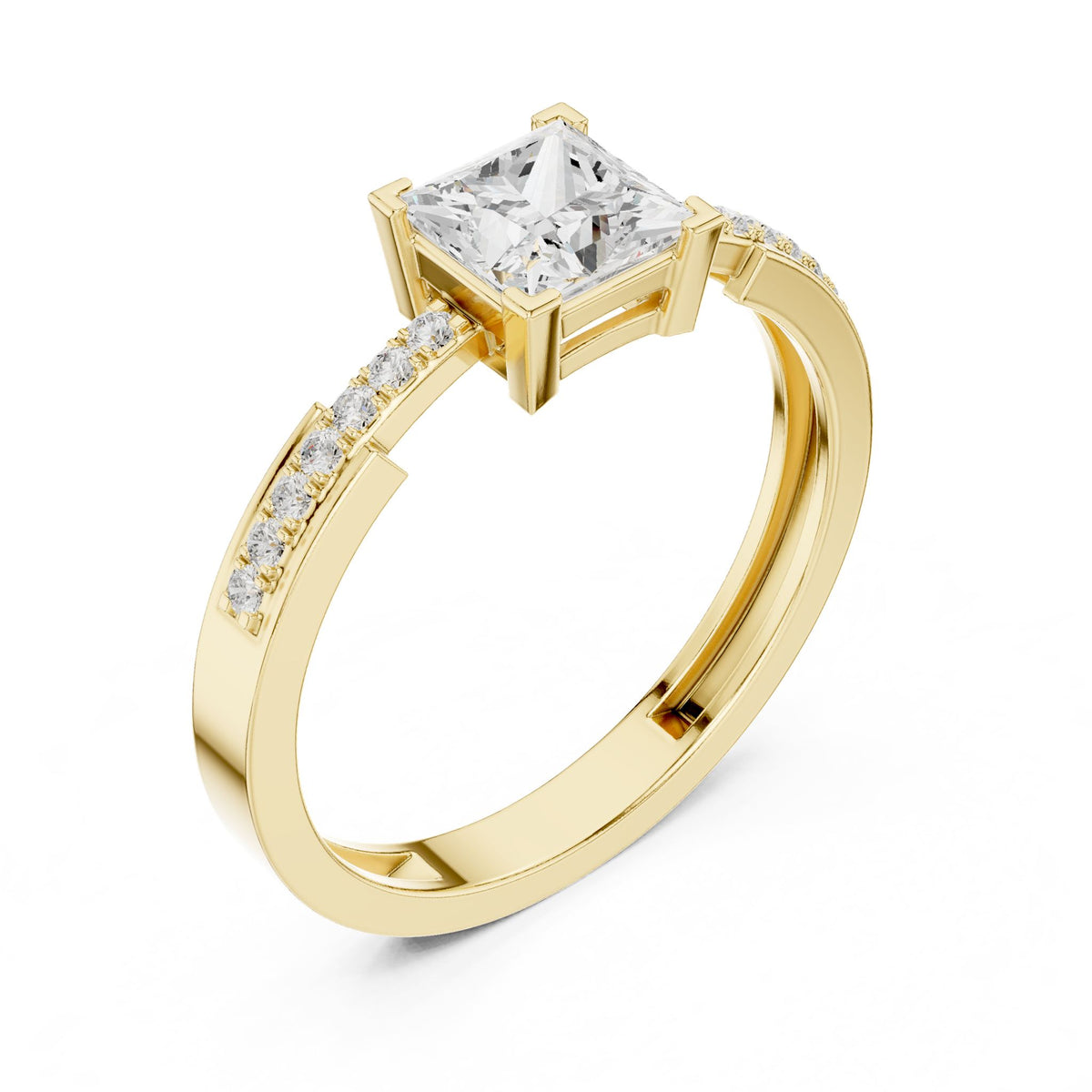 Princess Accented Lab Grown Diamond Engagement Ring