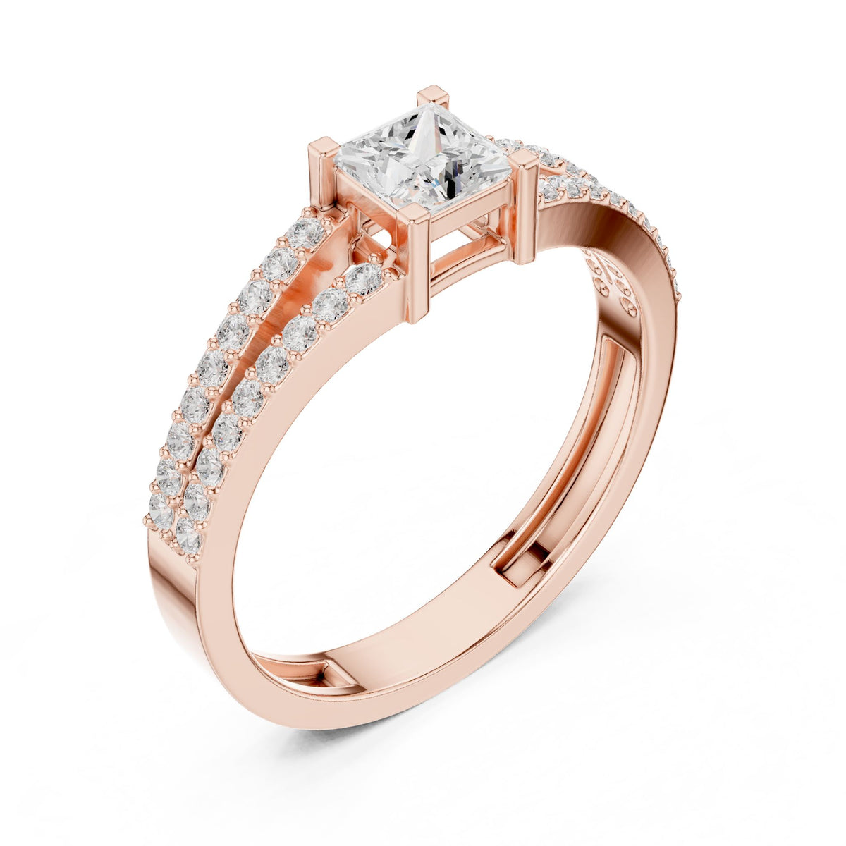 Princess Accented Lab Grown Diamond Engagement Ring