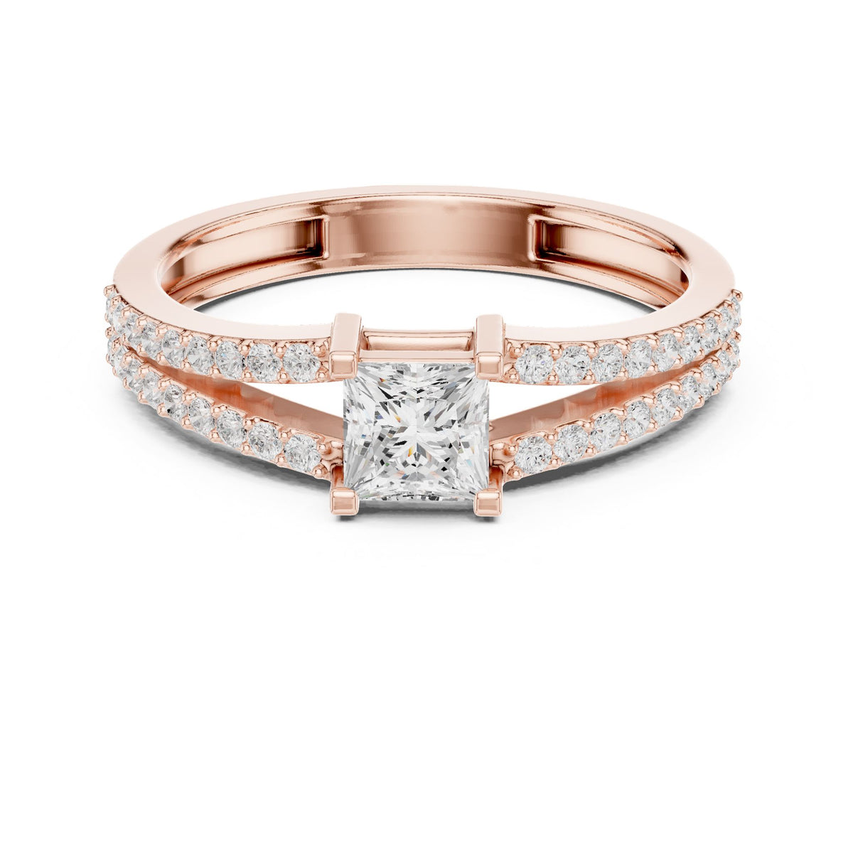 Princess Accented Lab Grown Diamond Engagement Ring