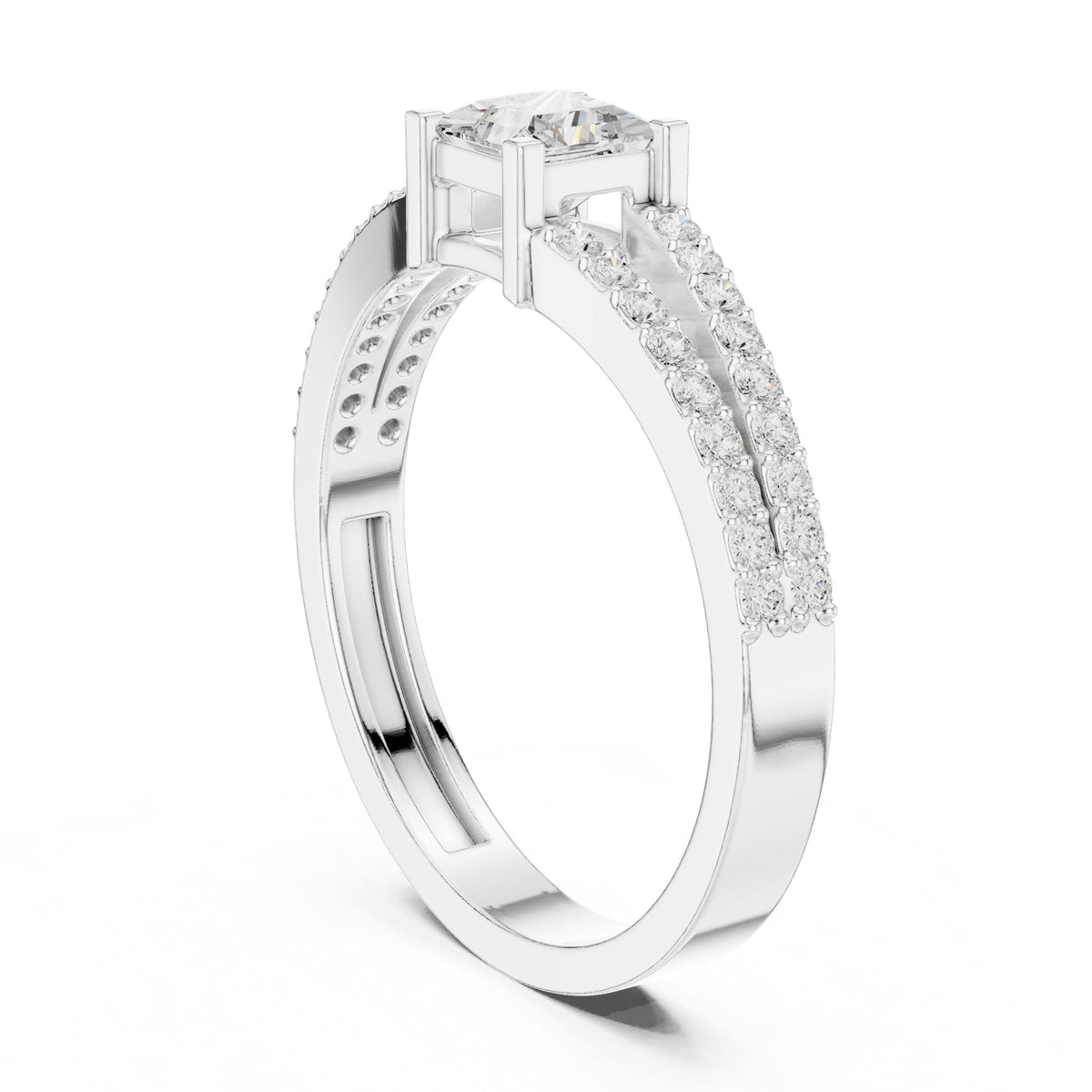 Princess Accented Lab Grown Diamond Engagement Ring