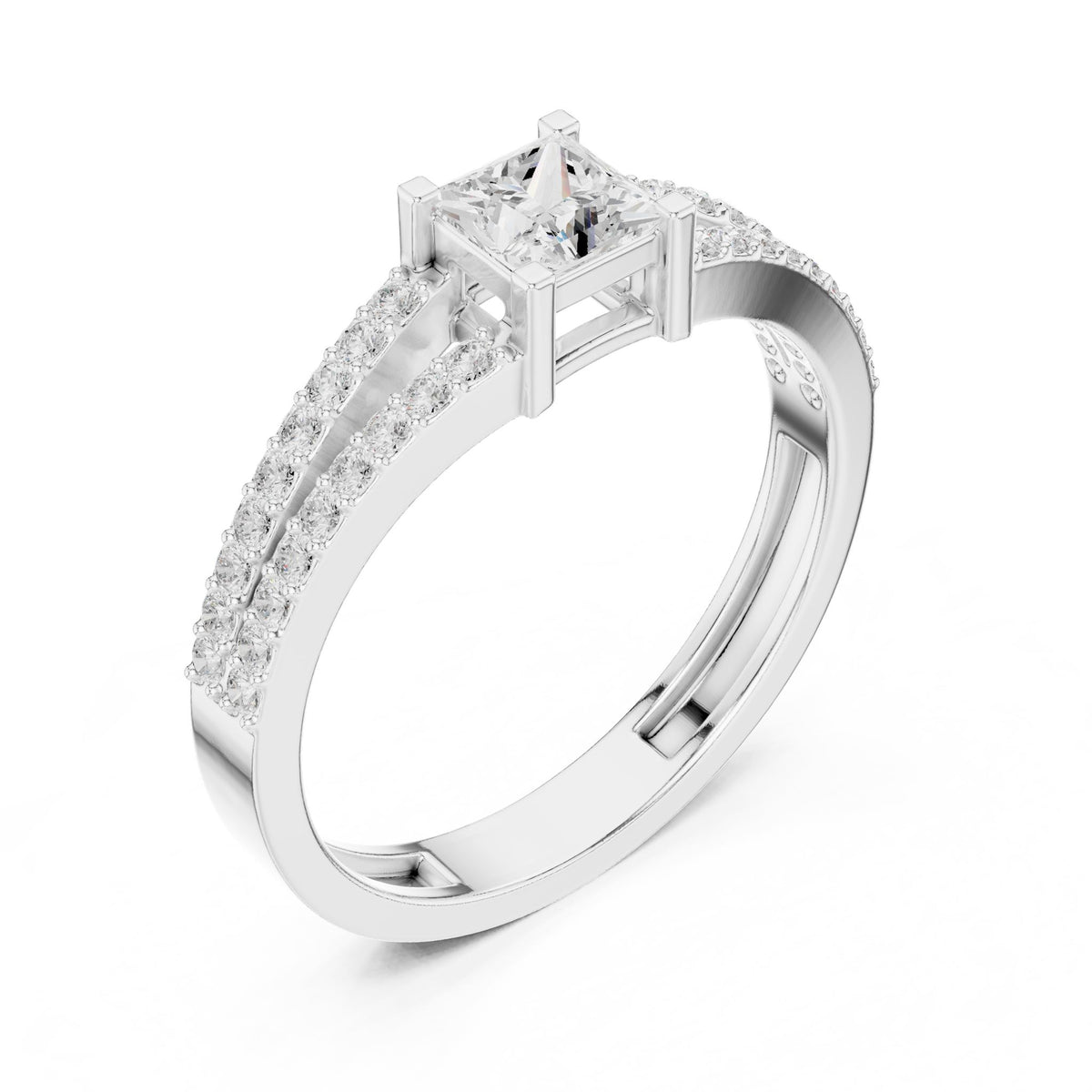 Princess Accented Lab Grown Diamond Engagement Ring