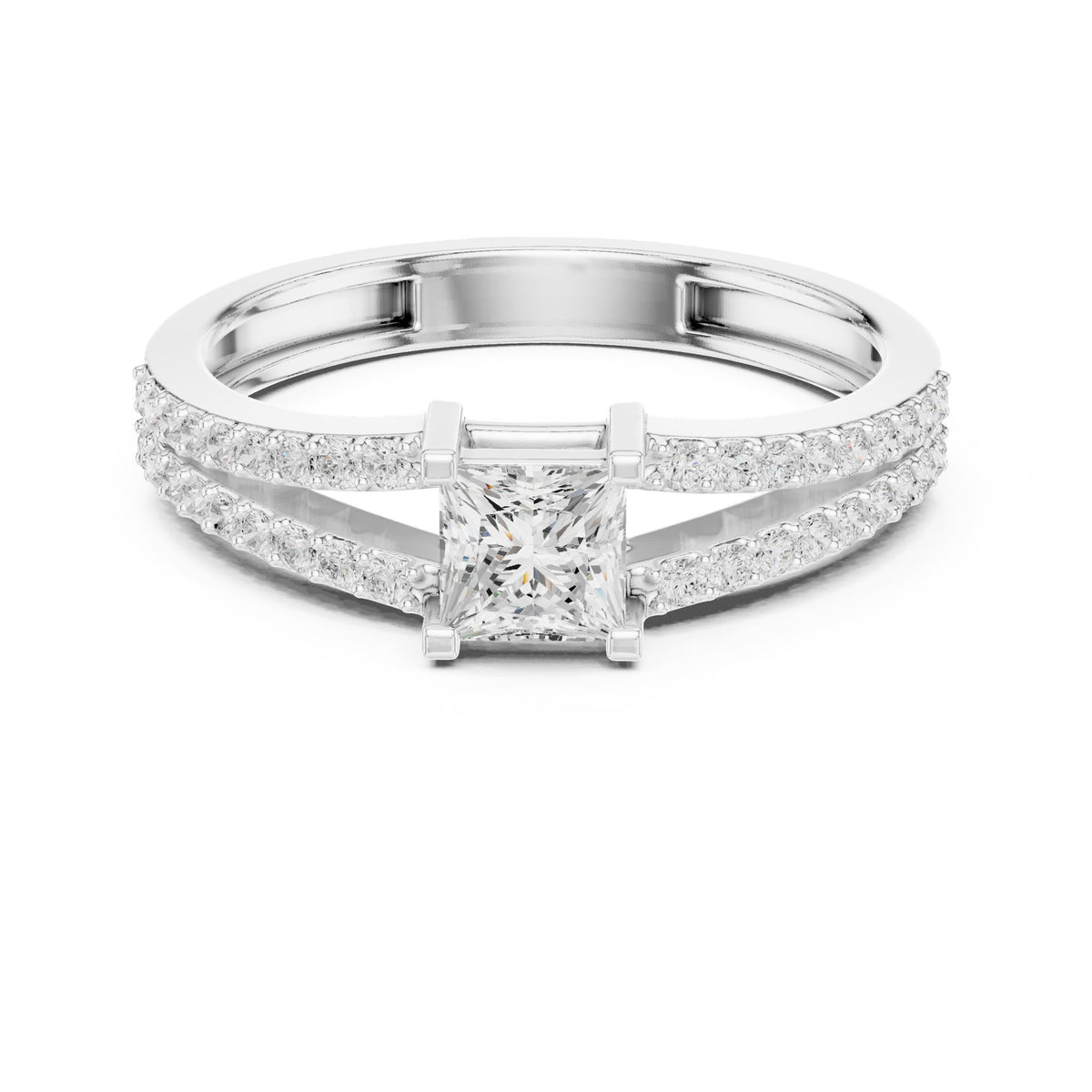 Princess Accented Lab Grown Diamond Engagement Ring
