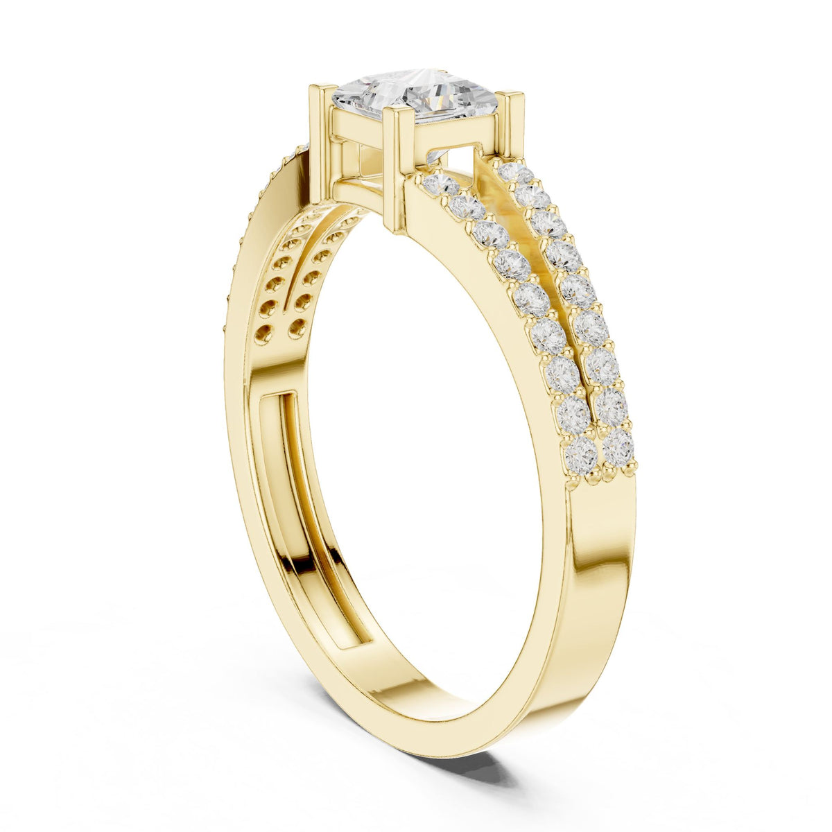 Princess Accented Lab Grown Diamond Engagement Ring