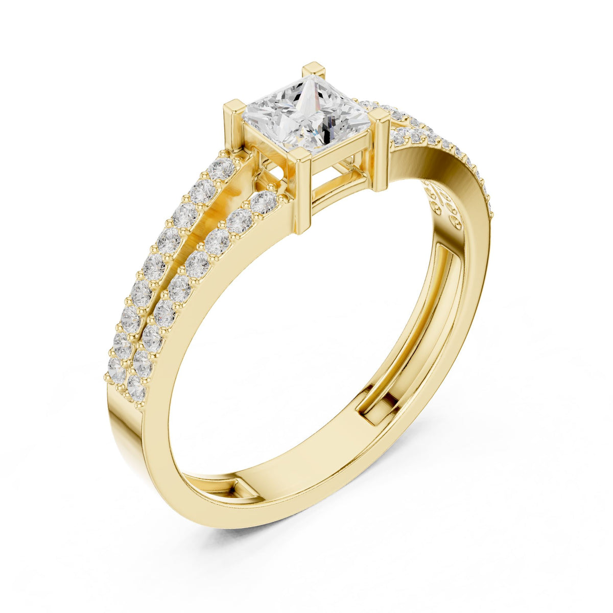 Princess Accented Lab Grown Diamond Engagement Ring