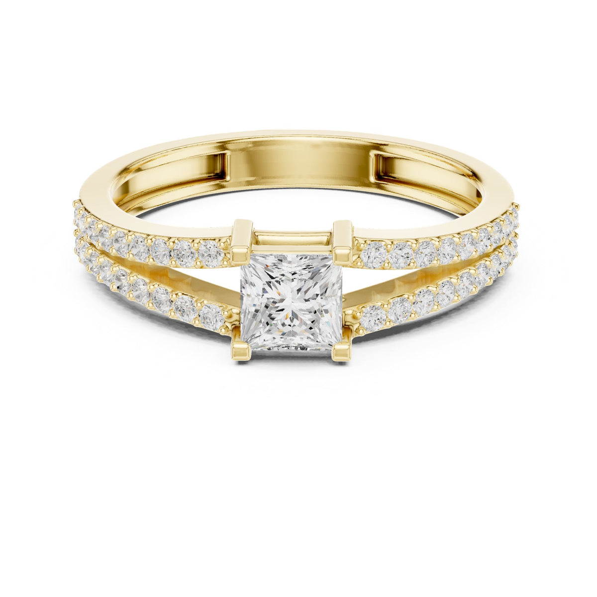 Princess Accented Lab Grown Diamond Engagement Ring
