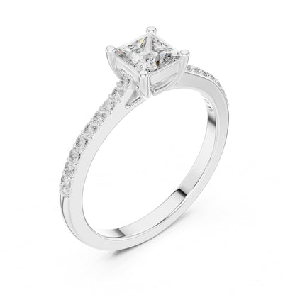 Princess Accented Lab Grown Diamond Engagement Ring