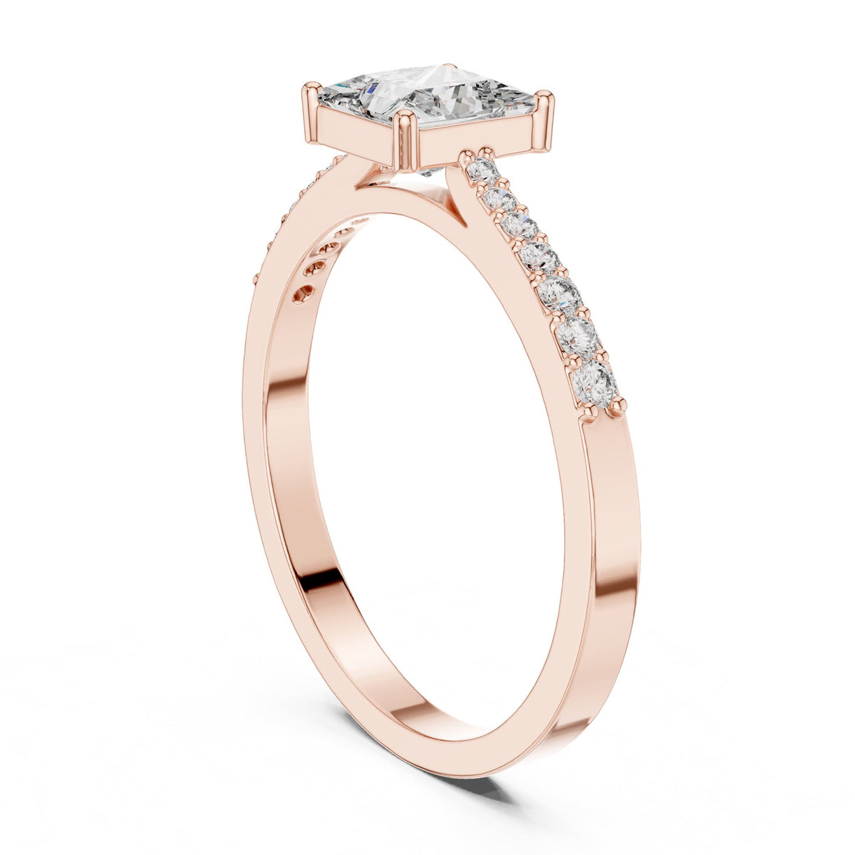 Princess Accented Lab Grown Diamond Engagement Ring