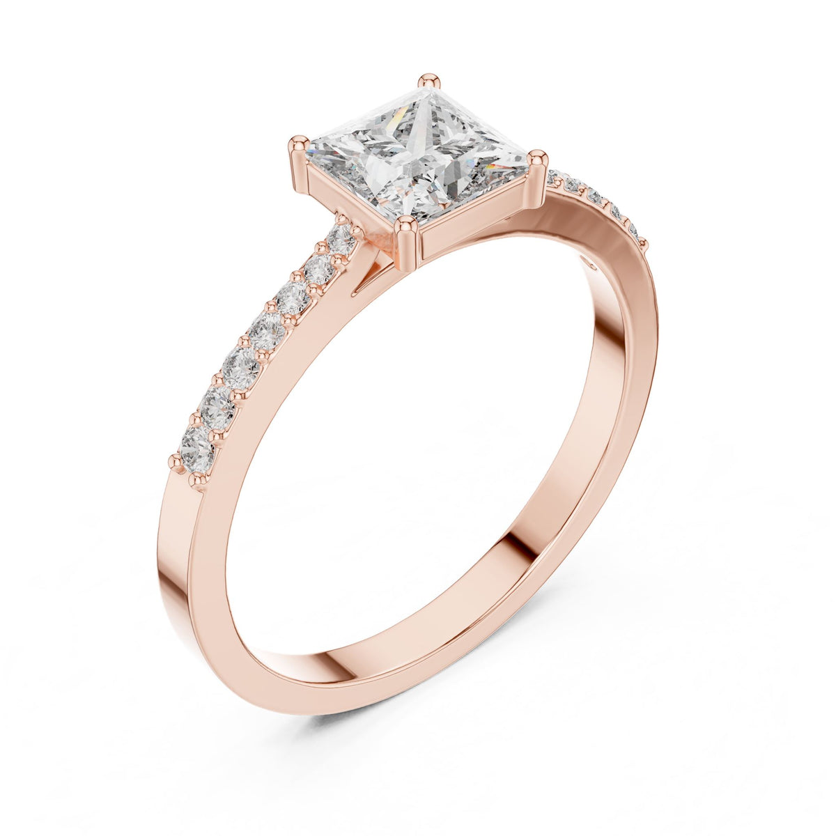 Princess Accented Lab Grown Diamond Engagement Ring