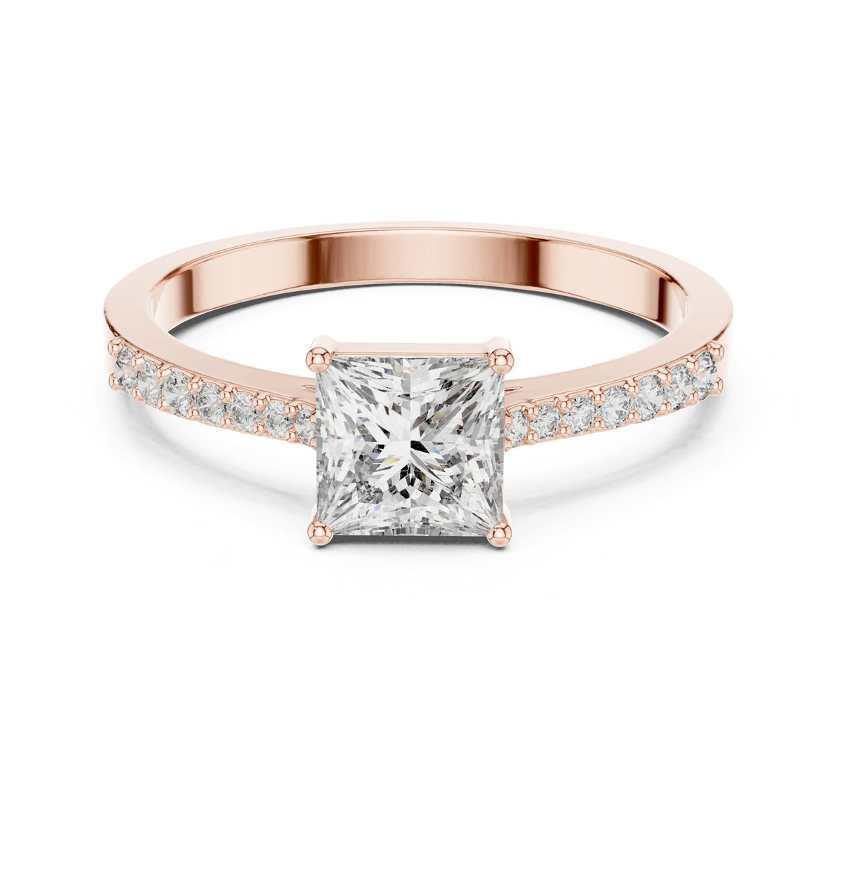 Princess Accented Lab Grown Diamond Engagement Ring