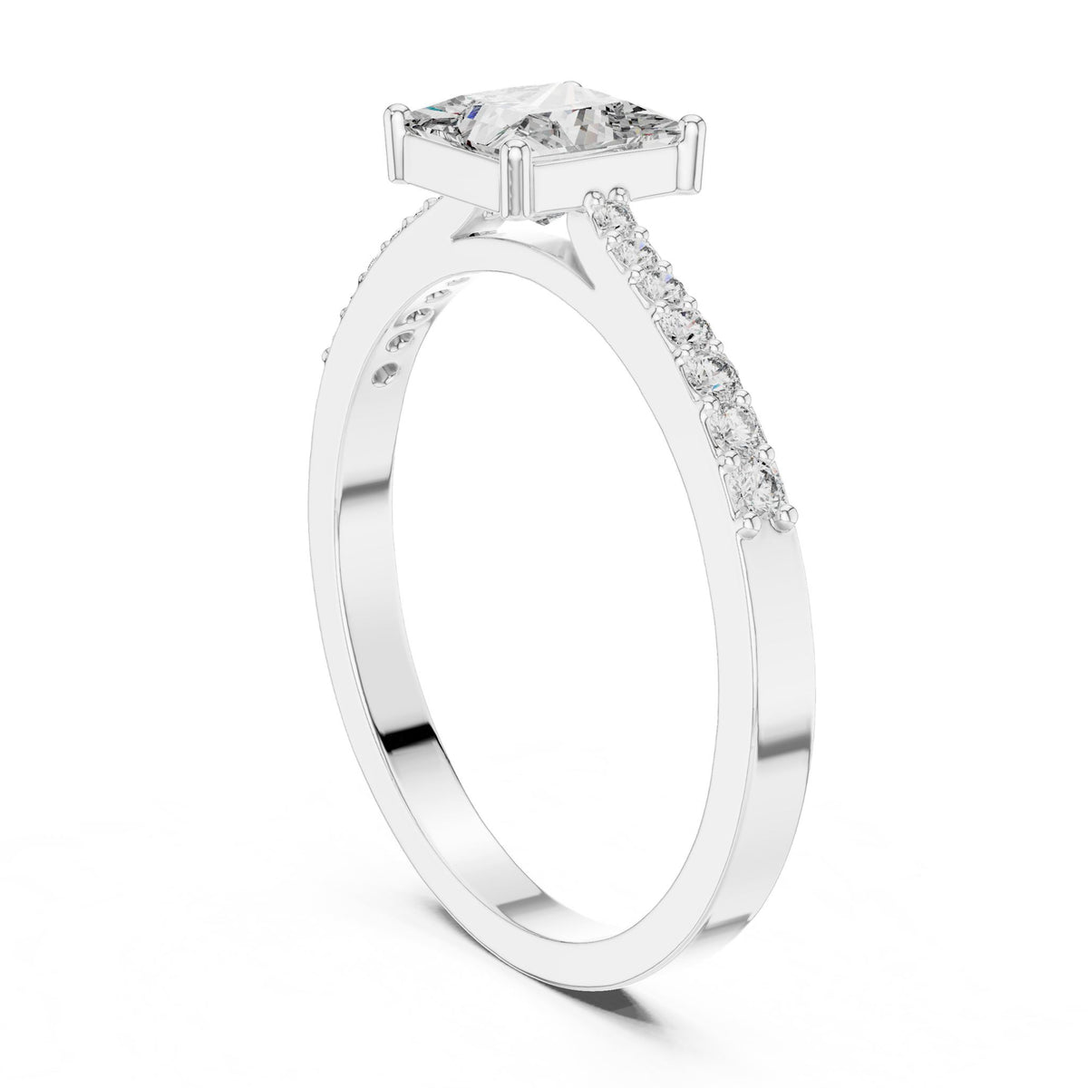 Princess Accented Lab Grown Diamond Engagement Ring