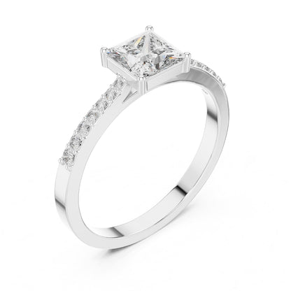 Princess Accented Lab Grown Diamond Engagement Ring