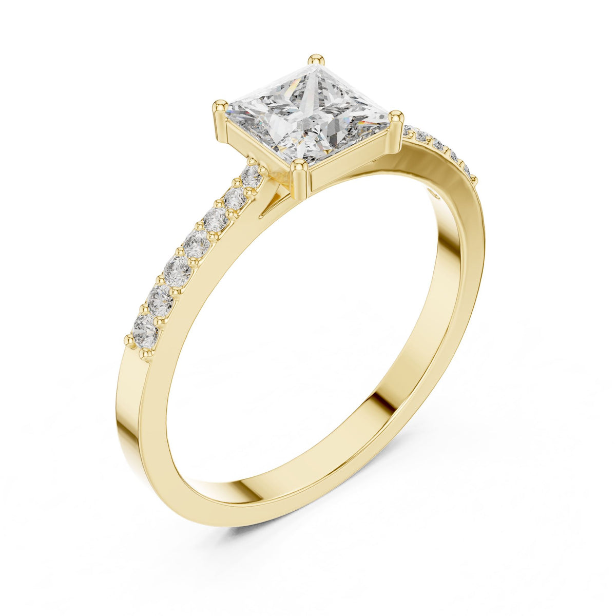 Princess Accented Lab Grown Diamond Engagement Ring