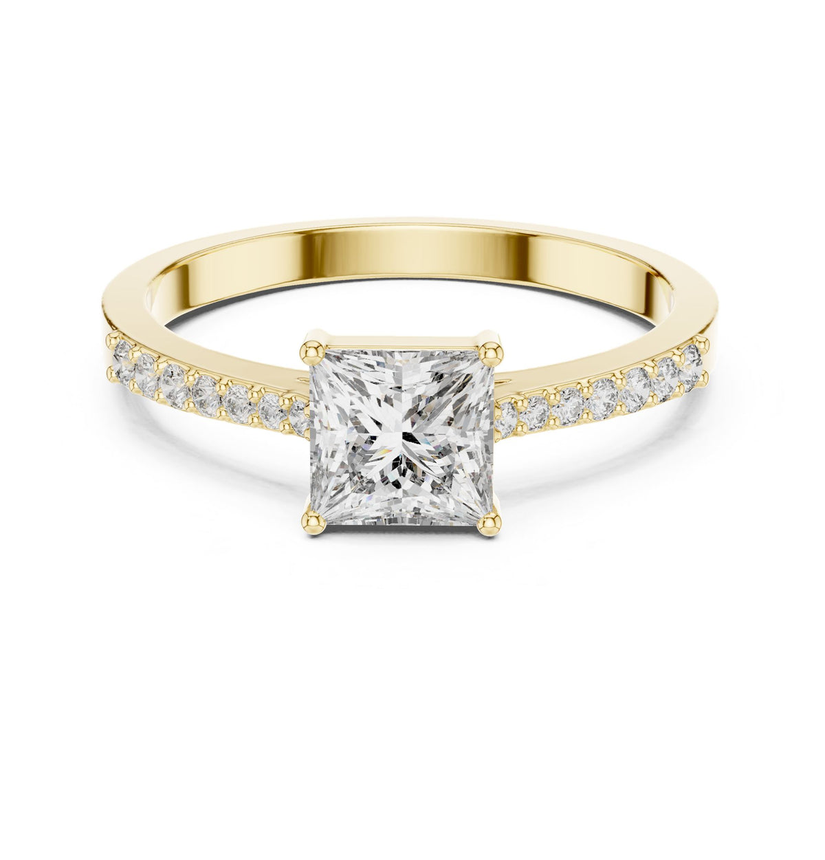 Princess Accented Lab Grown Diamond Engagement Ring