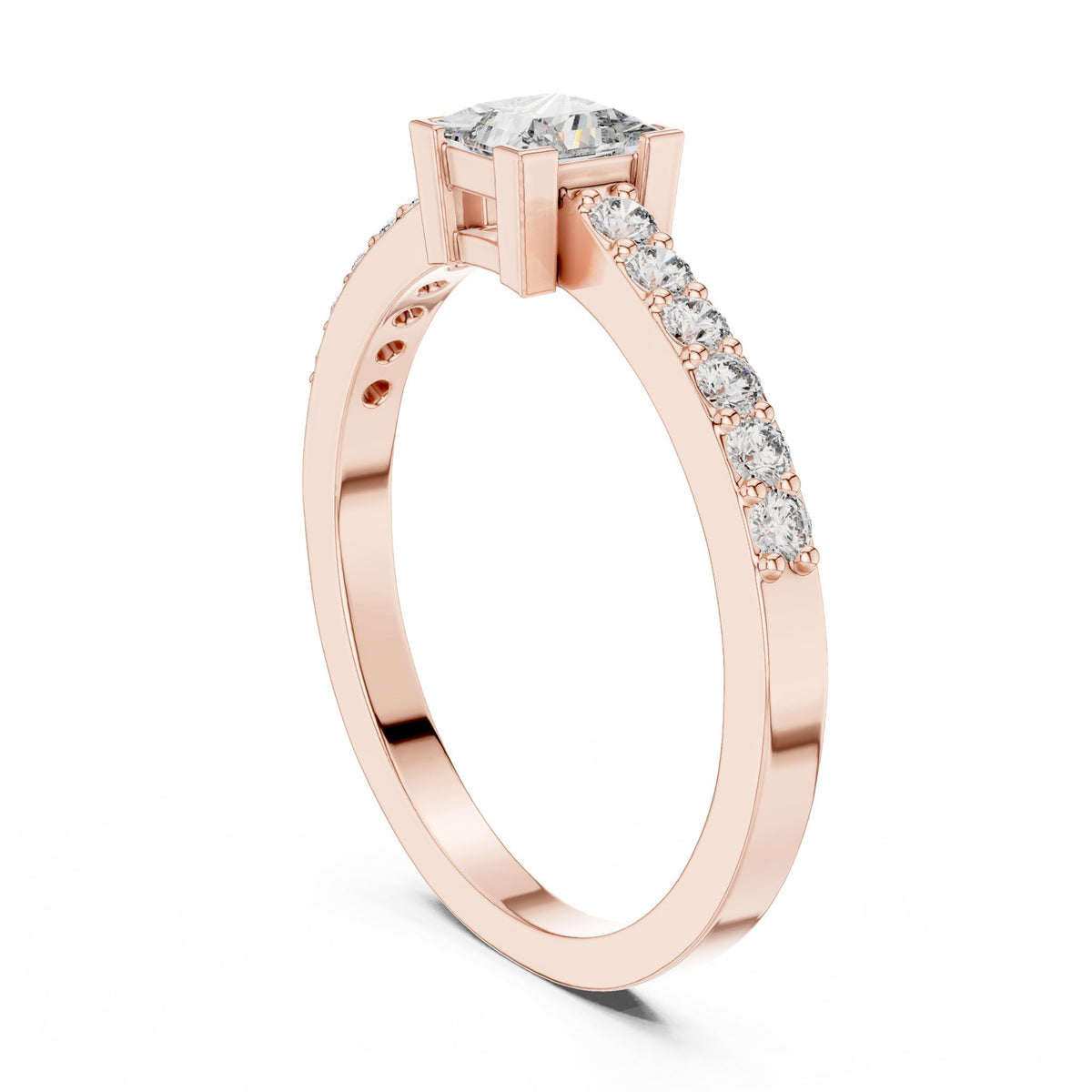 Princess Accented Lab Grown Diamond Engagement Ring