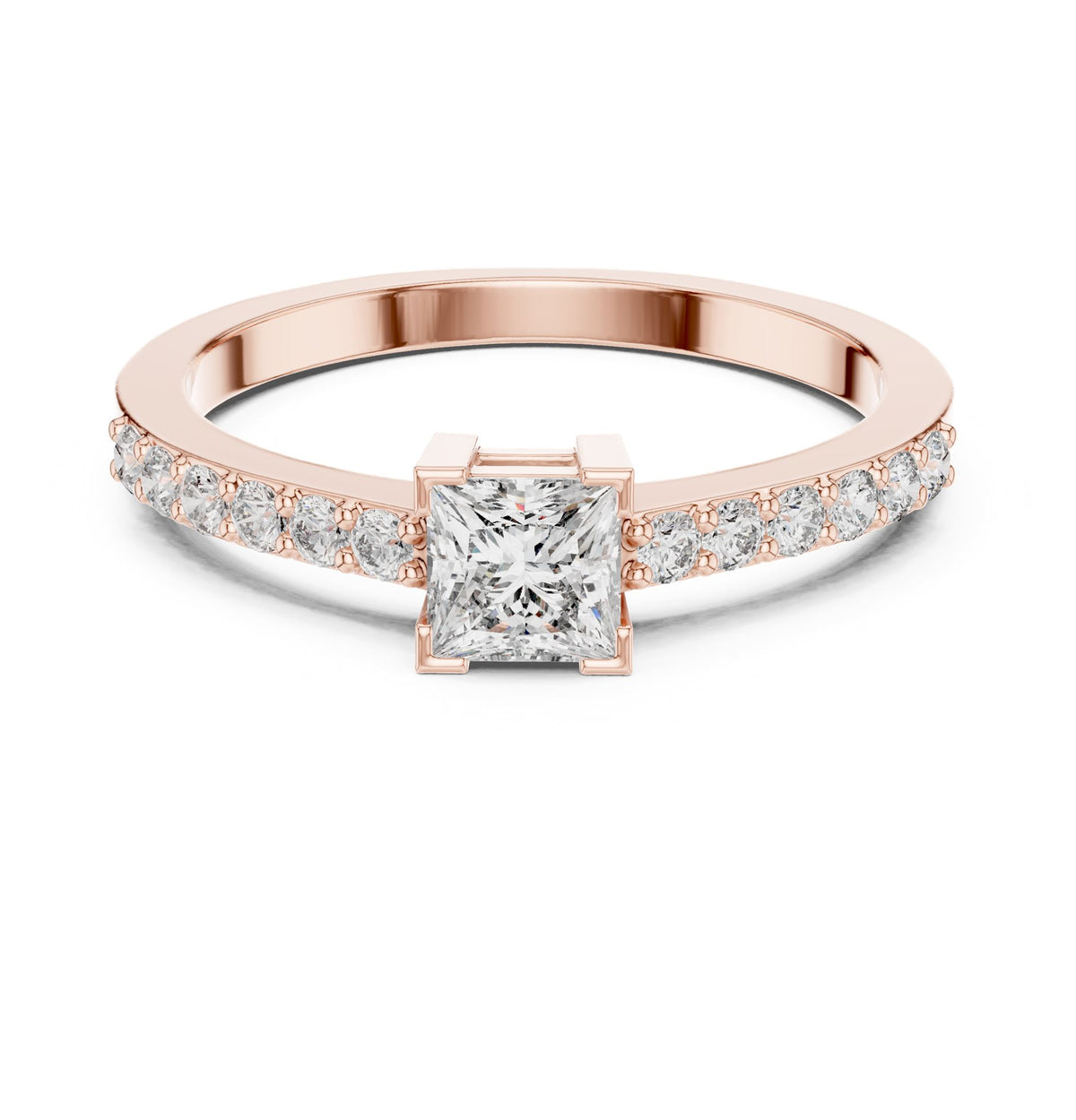 Princess Accented Lab Grown Diamond Engagement Ring
