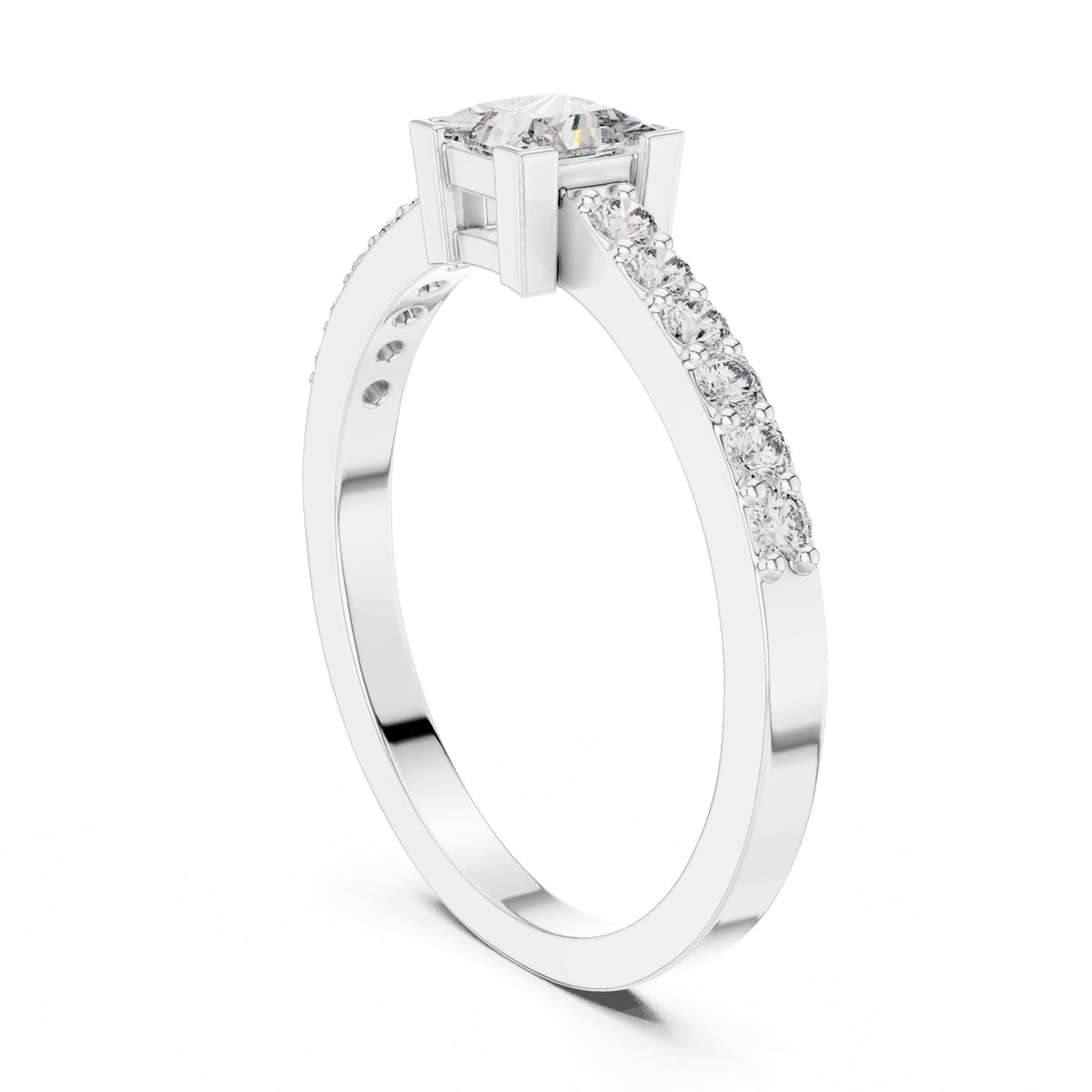 Princess Accented Lab Grown Diamond Engagement Ring