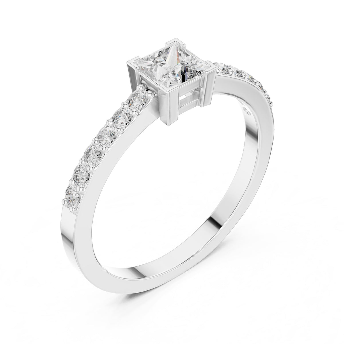 Princess Accented Lab Grown Diamond Engagement Ring